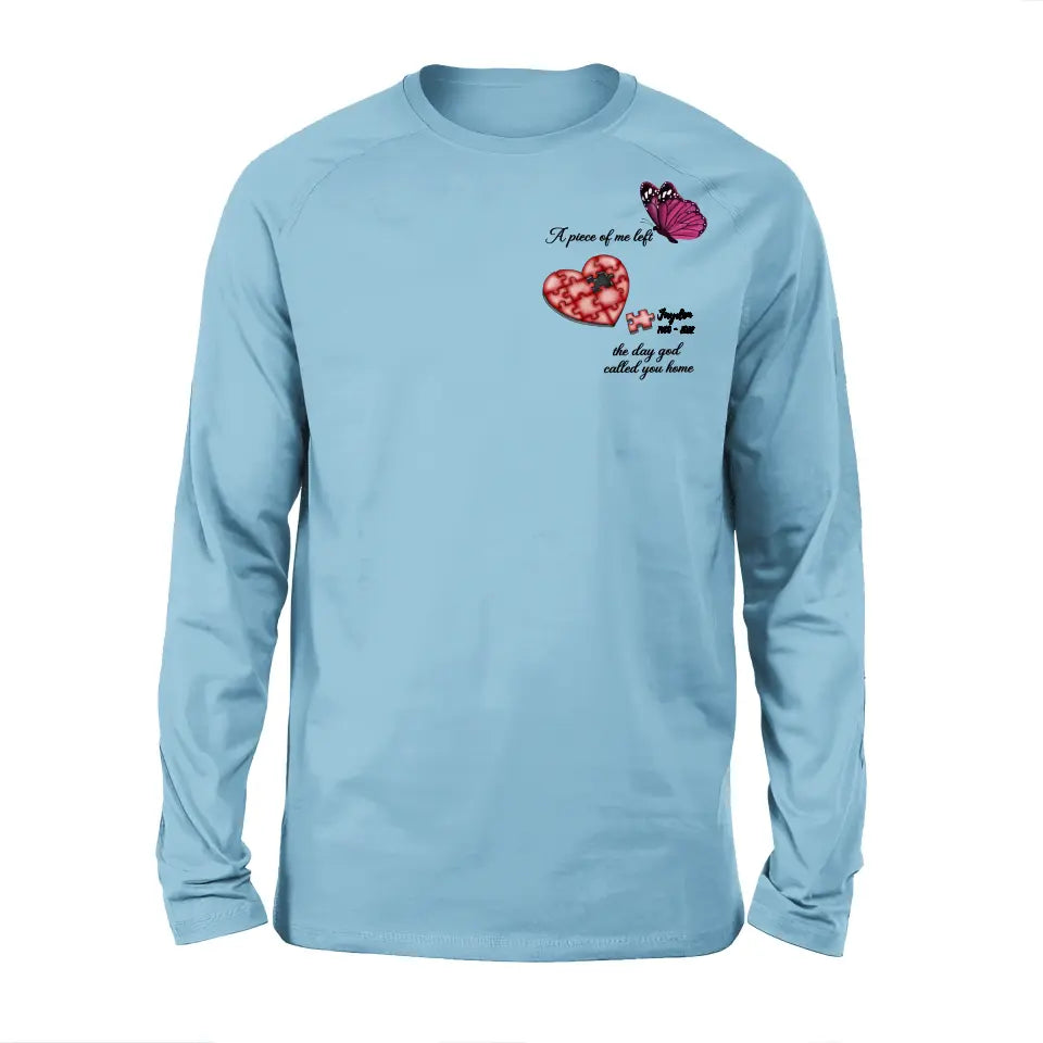 Personalized Memorial Puzzle Shirt/Hoodie - Up to 7 Pieces - Memorial Gift Idea for Mother's Day/Father's Day - A Piece Of Me Left The Day God Called You Home