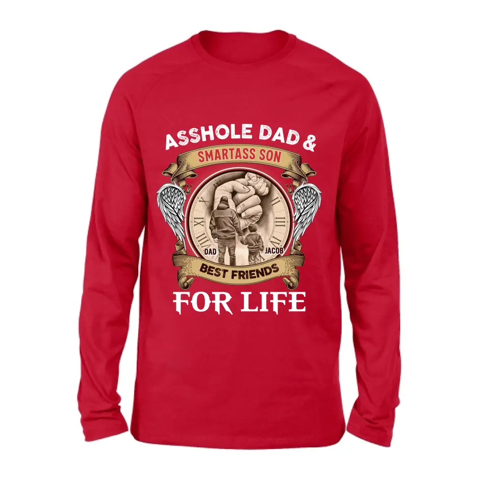 Personalized Dad Shirt/Hoodie - Father's Day Gift Idea - Asshole Dad & Smartass Son Best Friends For Life