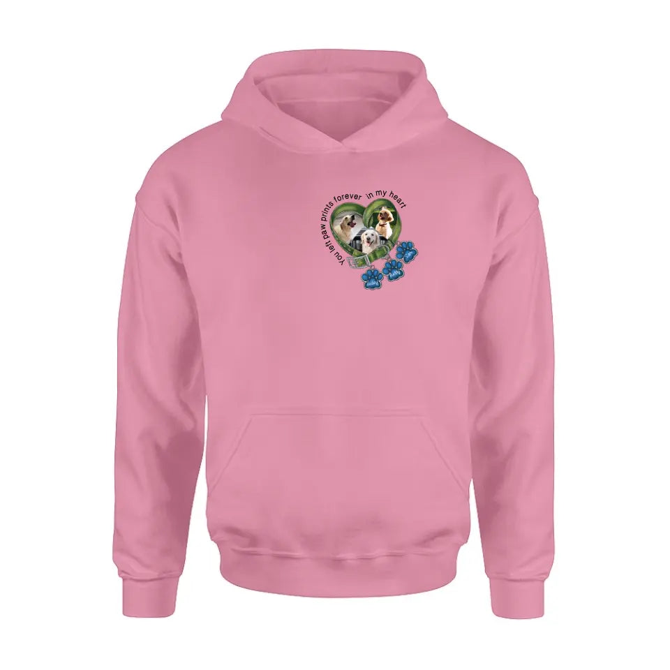 Personalized Memorial Dog Collar Shirt/Hoodie - Upload Photo - Up to 3 Dogs - Gift Idea For Dog Lover - You Left Paw Prints Forever In My Heart