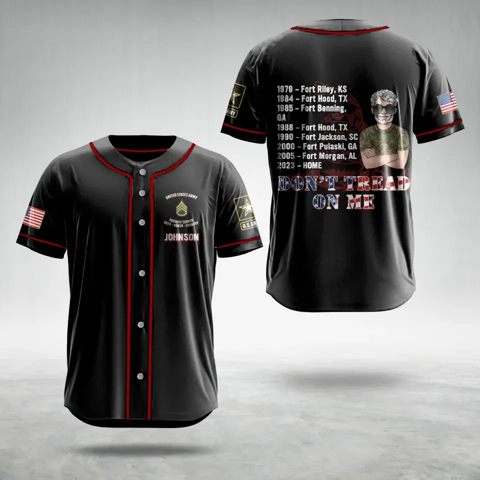 Personalized Veteran AOP Baseball Jersey - Gift Idea For Veteran/Father's Day - Don't Tread On Me