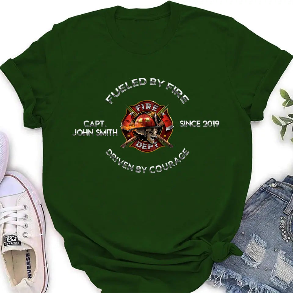 Personalized Fire Fighter Shirt/Hoodie - Father's Day Gift Idea For Fire Fighter - Fueled By Fire Driven By Courage