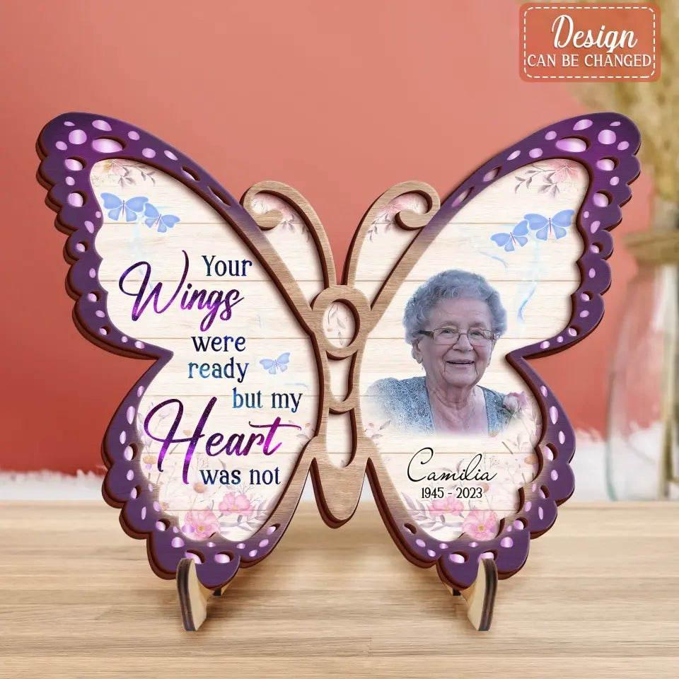 Personalized Memorial Photo Butterfly Wooden Art - Memorial Gift Idea - Those We Love Don't Go Away The Fly Beside Us Every Day