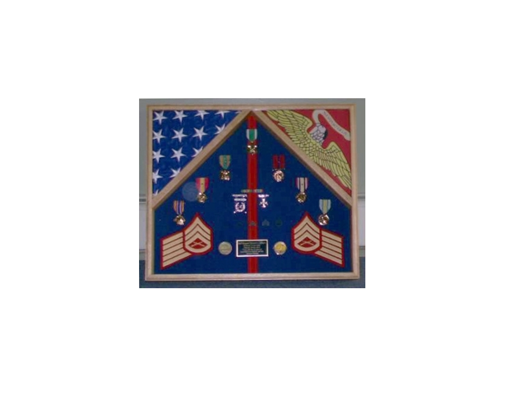 Marine Corps 2 Flag Shadow Box Display Case b- 4' x 6' burial flags
