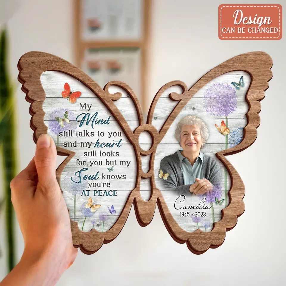 Personalized Memorial Butterfly 2 Layered Wooden Art - Upload Photo - Up to 3 People - Memorial Gift For Family Member - Those We Love Don't Go Away They Fly Beside Us Every Day