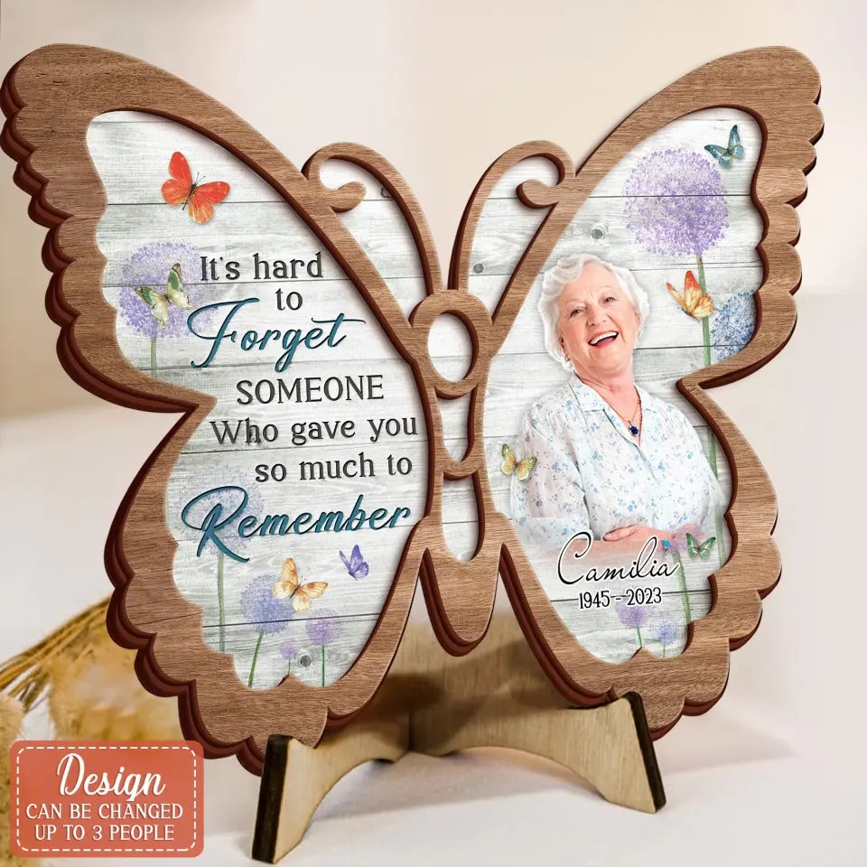 Personalized Memorial Butterfly 2 Layered Wooden Art - Upload Photo - Up to 3 People - Memorial Gift For Family Member - Those We Love Don't Go Away They Fly Beside Us Every Day