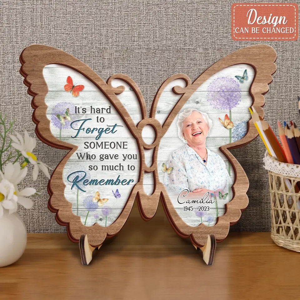 Personalized Memorial Butterfly 2 Layered Wooden Art - Upload Photo - Up to 3 People - Memorial Gift For Family Member - Those We Love Don't Go Away They Fly Beside Us Every Day