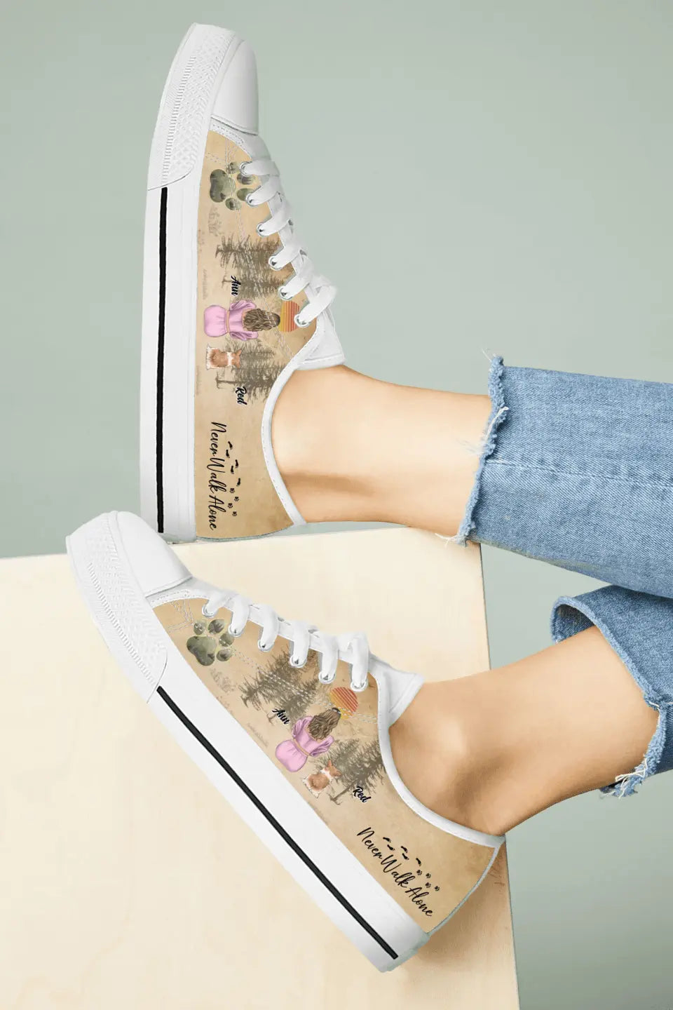 Personalized Dog Mom Canvas Sneakers - Up to 4 Dogs - Mother's Day Gift Idea For Dog Lovers - Never Walk Alone
