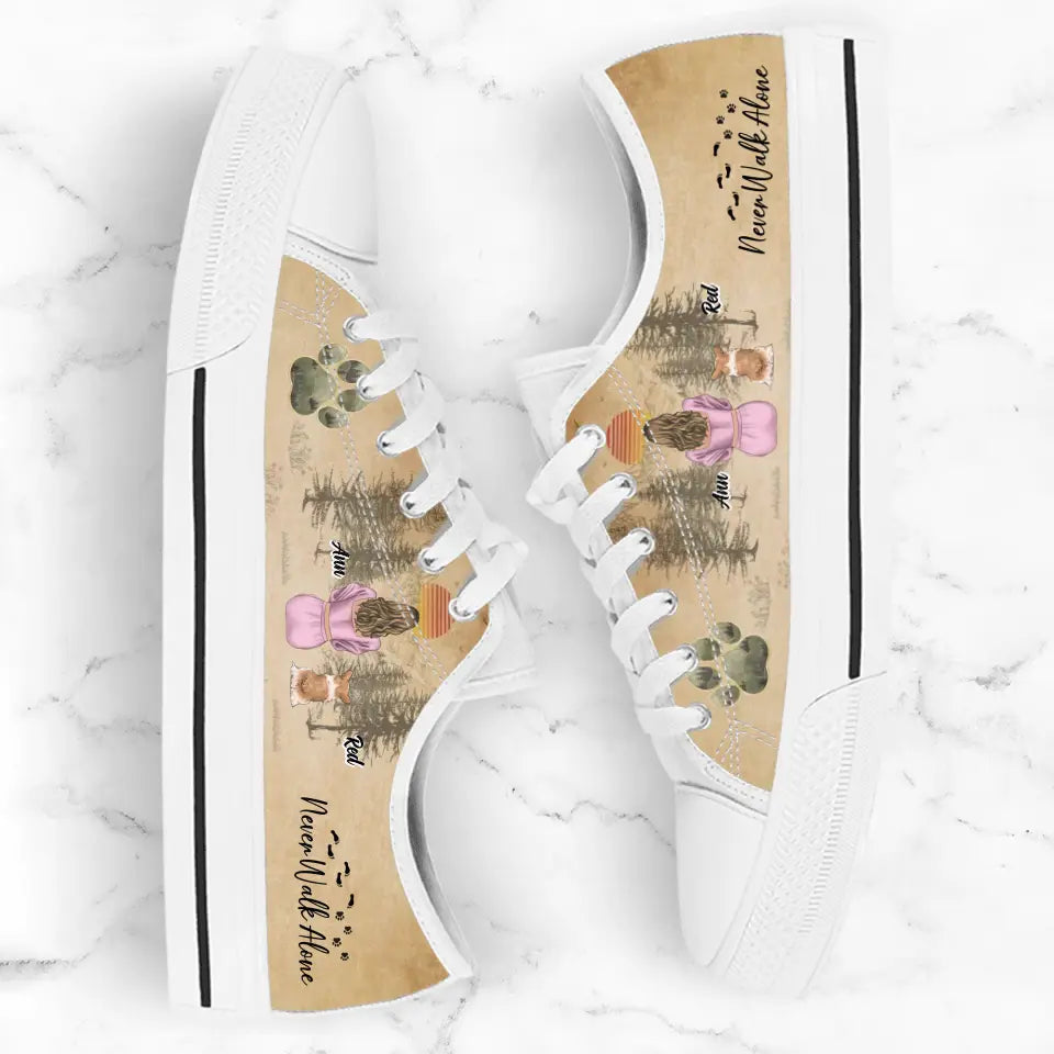 Personalized Dog Mom Canvas Sneakers - Up to 4 Dogs - Mother's Day Gift Idea For Dog Lovers - Never Walk Alone