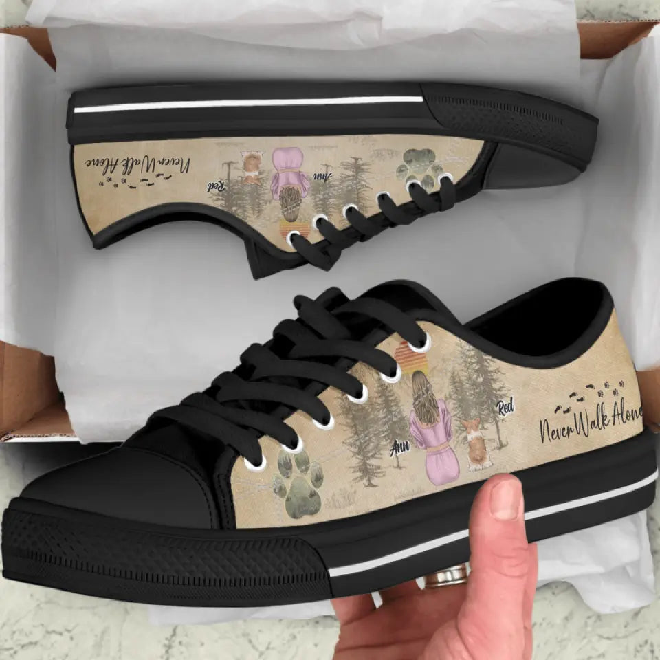 Personalized Dog Mom Canvas Sneakers - Up to 4 Dogs - Mother's Day Gift Idea For Dog Lovers - Never Walk Alone