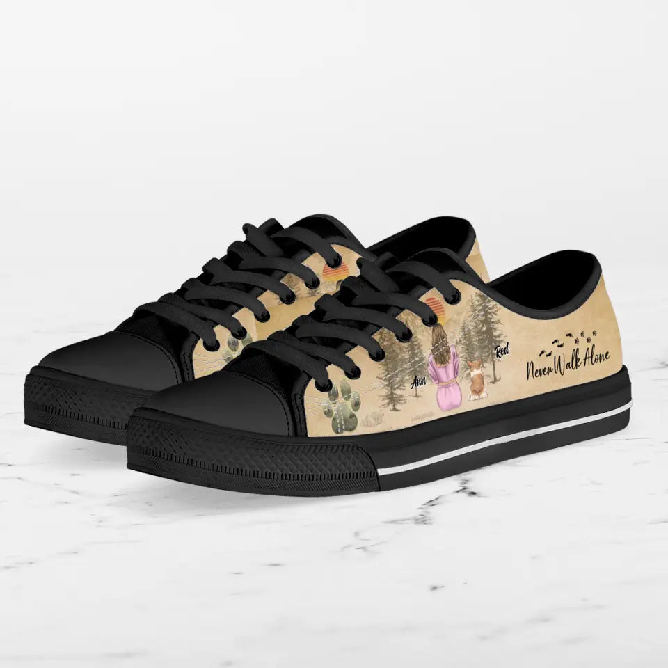 Personalized Dog Mom Canvas Sneakers - Up to 4 Dogs - Mother's Day Gift Idea For Dog Lovers - Never Walk Alone