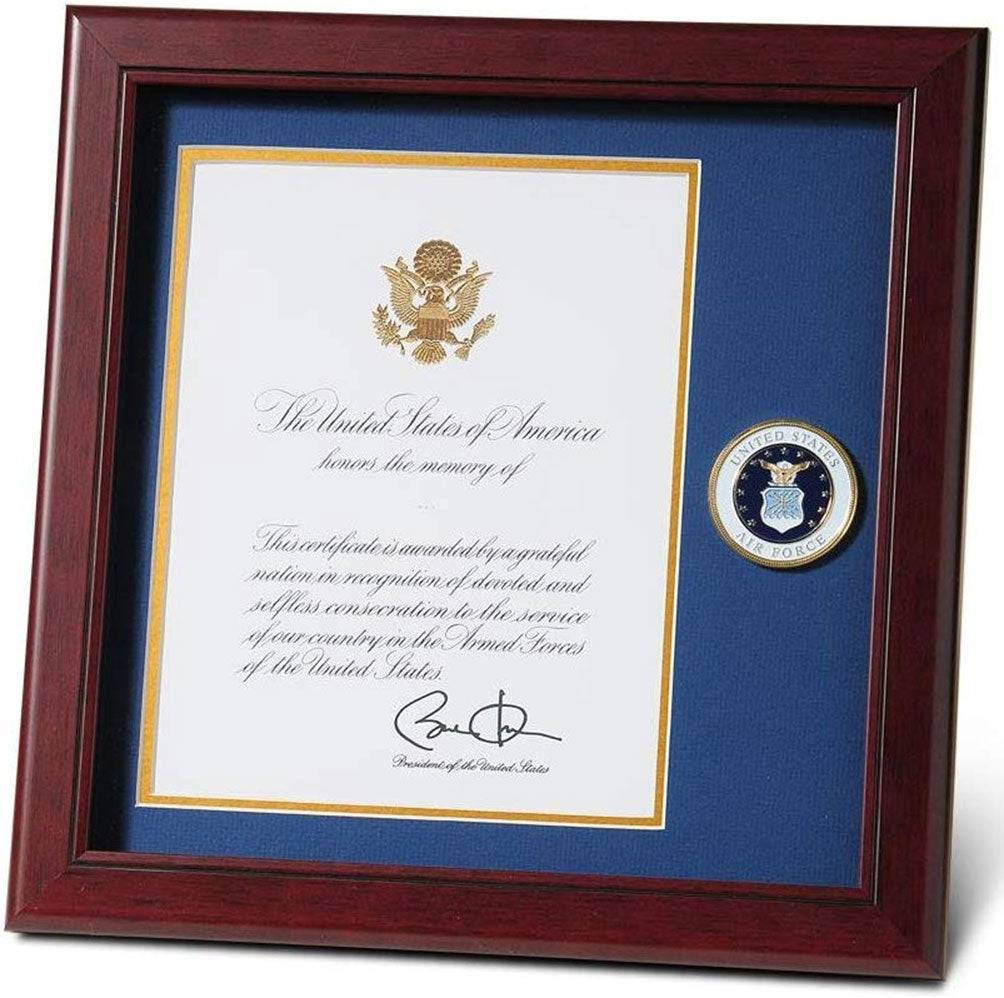 Air Force Presidential Memorial Certificate Frame with Medallion - 8 x 10 inch.