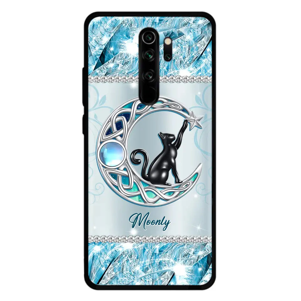 Custom Personalized Black Cat Moonstone Phone Case - Gift Idea For Cat Lover - Case For Oppo/ Huawei/ Xiaomi