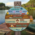 Personalized Lake Rules Wooden Sign - Gift Idea For Family - Eat S'mores Have Fun Catch A Fish