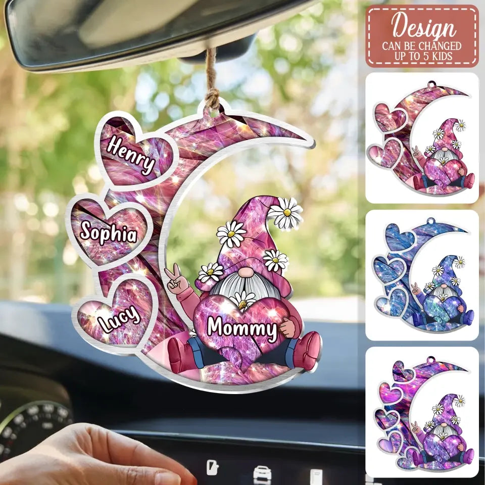 Personalized Sparkling Grandma Nana With Sweet Heart Kids Acrylic Car Ornament - Gift Idea To Grandma/Mother - Up to 5 Kids