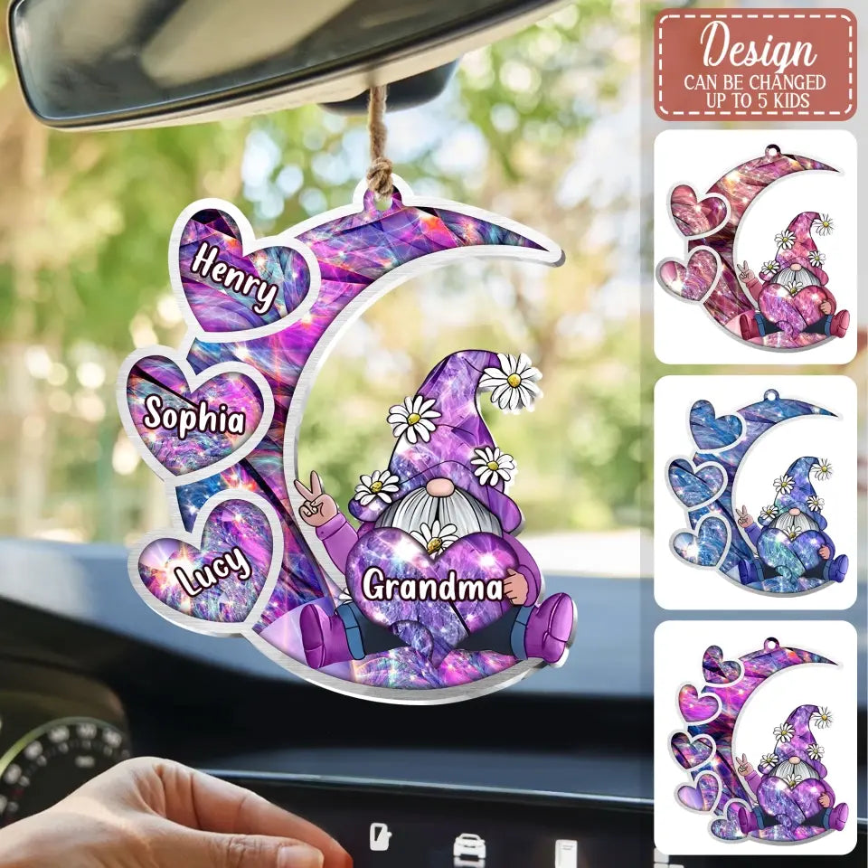 Personalized Sparkling Grandma Nana With Sweet Heart Kids Acrylic Car Ornament - Gift Idea To Grandma/Mother - Up to 5 Kids