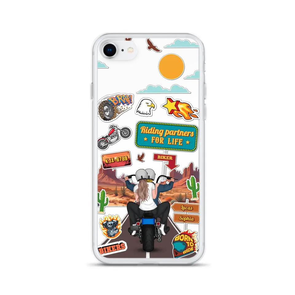 Custom Personalized Motorcycle Couple Phone Case - Gift Idea For Couple/ Husband & Wife/ Bikers - Transparent Phone Case For iPhone/Samsung
