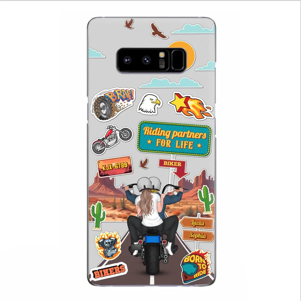 Custom Personalized Motorcycle Couple Phone Case - Gift Idea For Couple/ Husband & Wife/ Bikers - Transparent Phone Case For iPhone/Samsung