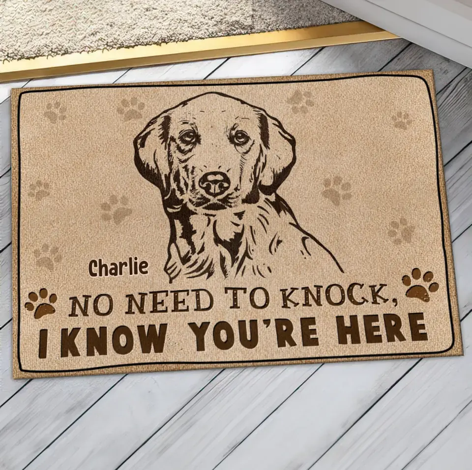 Personalized Welcome Doormat - Upload Pet's Photos - Gift Idea For Dog Lover - No Need To Knock I Know You're Here