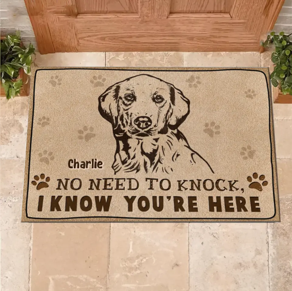 Personalized Welcome Doormat - Upload Pet's Photos - Gift Idea For Dog Lover - No Need To Knock I Know You're Here