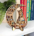Personalized Book And Cat 2 Layered Wooden Art - Gift Idea for Book/Cat Lover