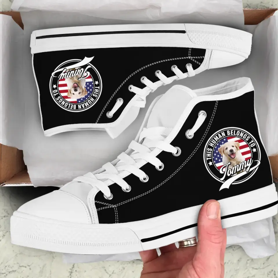 Personalized High Top Canvas Shoes - Gift Idea For Dog Mom/ Dog Dad - Upload Dog Photo