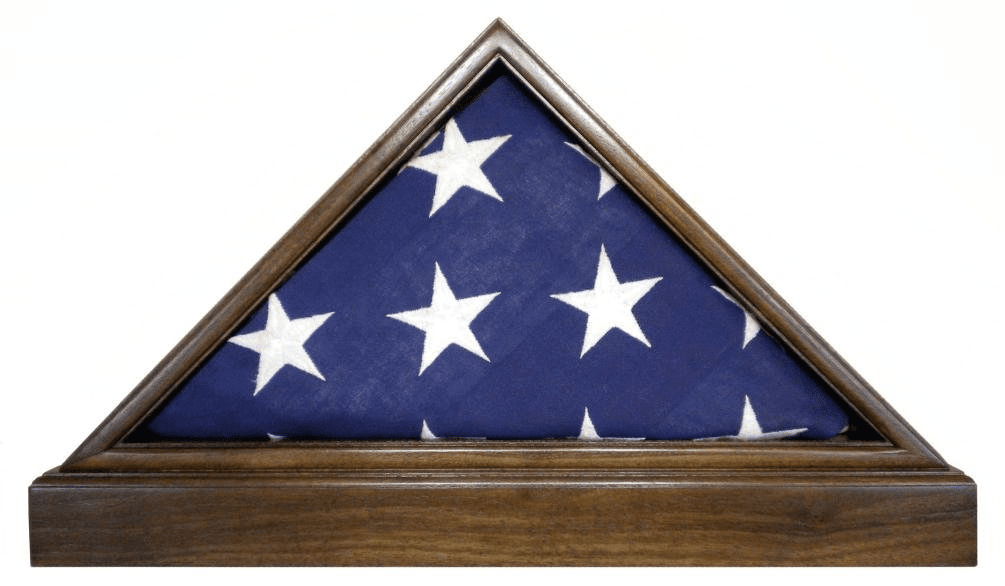 Solid Cherry Flag Case & BASE for 5x9.5 Memorial Burial Flag, USA Made, Fine Furniture Quality