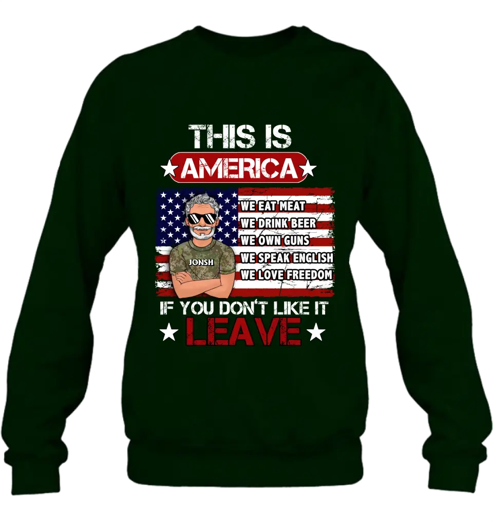 Custom Personalized Veteran T-Shirt/ Long Sleeve/ Sweatshirt/ Hoodie - Gift Idea For Veteran - This Is America