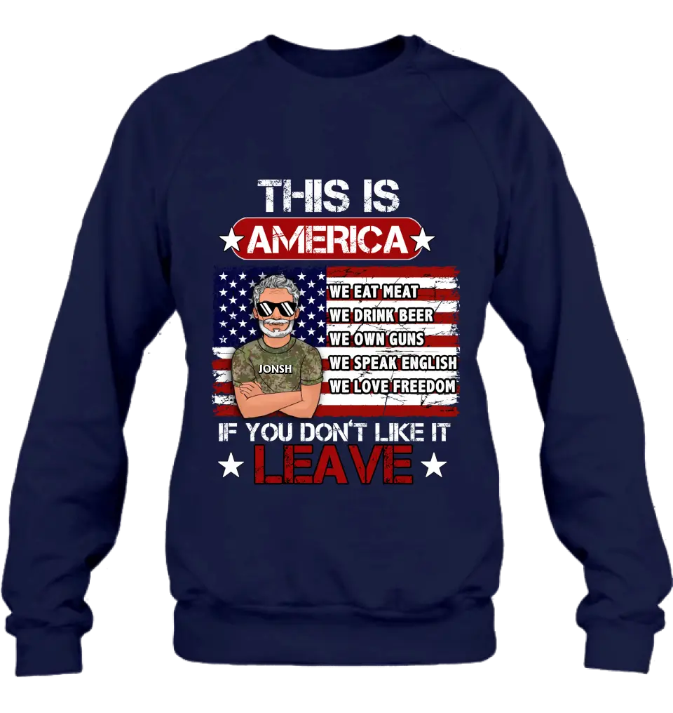 Custom Personalized Veteran T-Shirt/ Long Sleeve/ Sweatshirt/ Hoodie - Gift Idea For Veteran - This Is America