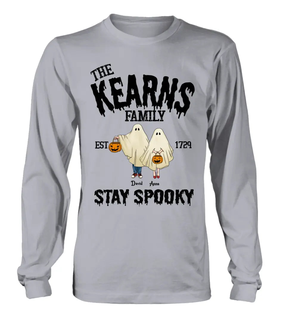 Personalized Spooky Family T-shirt/Long Sleeve/Sweatshirt/Hoodie - Gift Idea For Family/Halloween - Parents/Couple With Up to 3 Kids And 3 Dogs/Cats