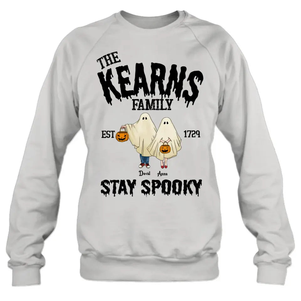 Personalized Spooky Family T-shirt/Long Sleeve/Sweatshirt/Hoodie - Gift Idea For Family/Halloween - Parents/Couple With Up to 3 Kids And 3 Dogs/Cats