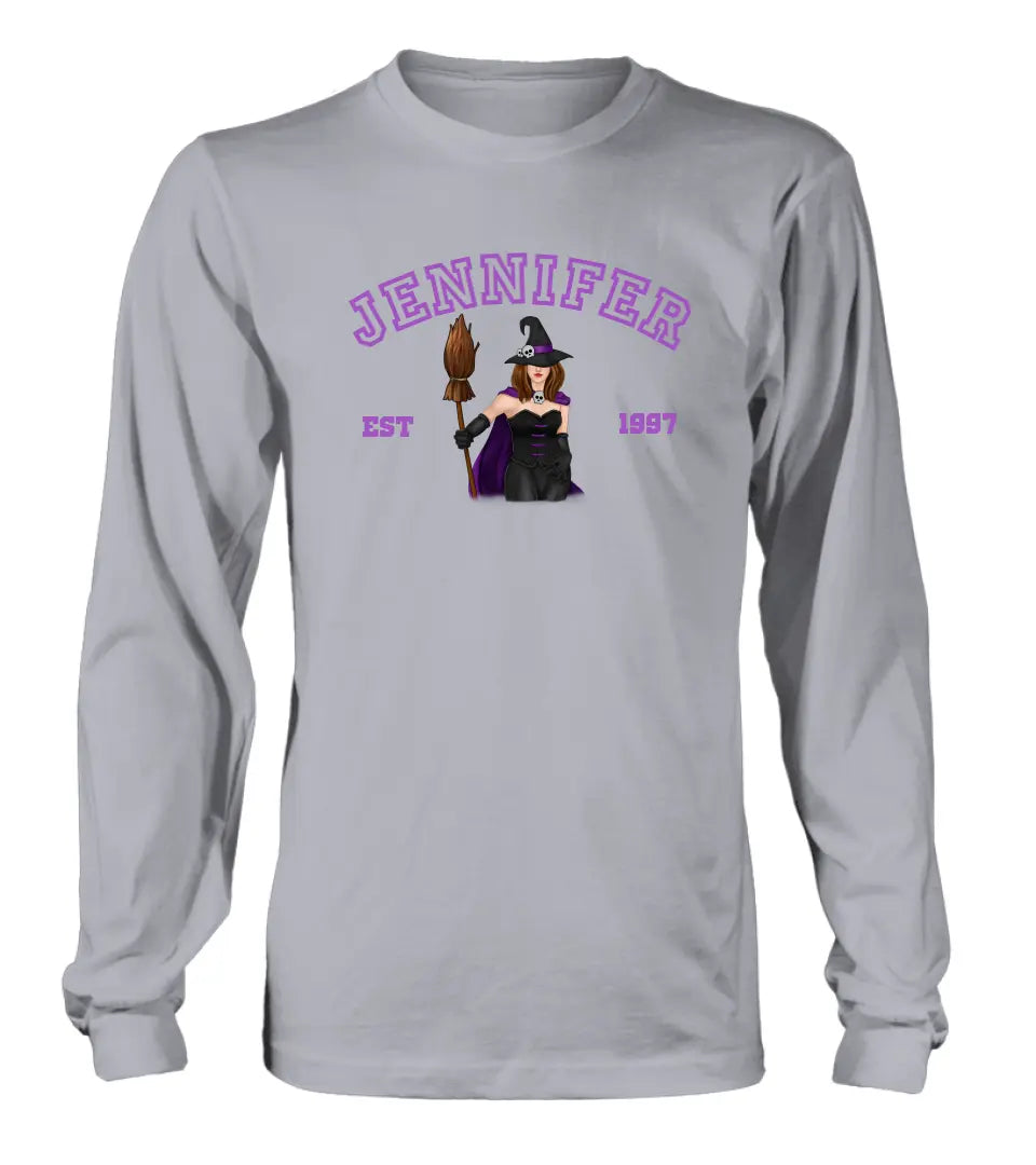 Personalized Witch T-shirt/Long Sleeve/Sweatshirt/Hoodie - Halloween Gift Idea For Witch/Bestie - Custom Name