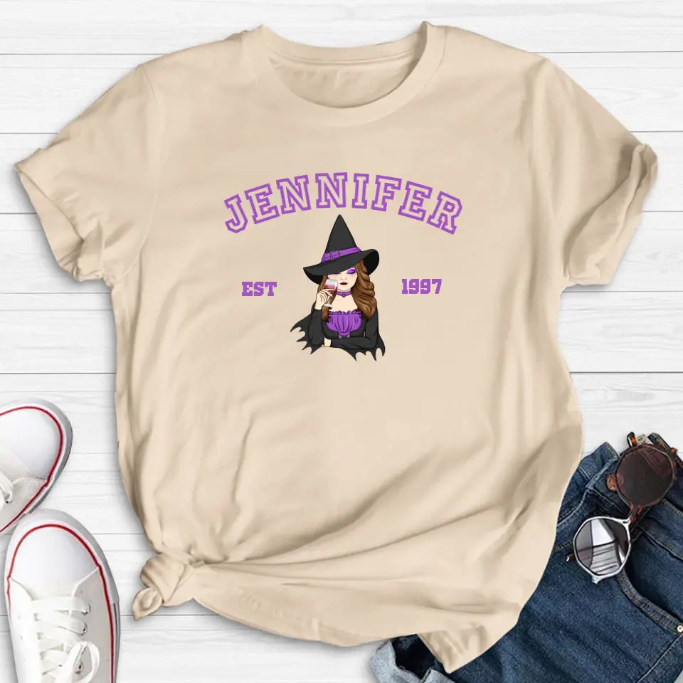 Personalized Witch T-shirt/Long Sleeve/Sweatshirt/Hoodie - Custom Name - Halloween Gift Idea For Witch/Bestie