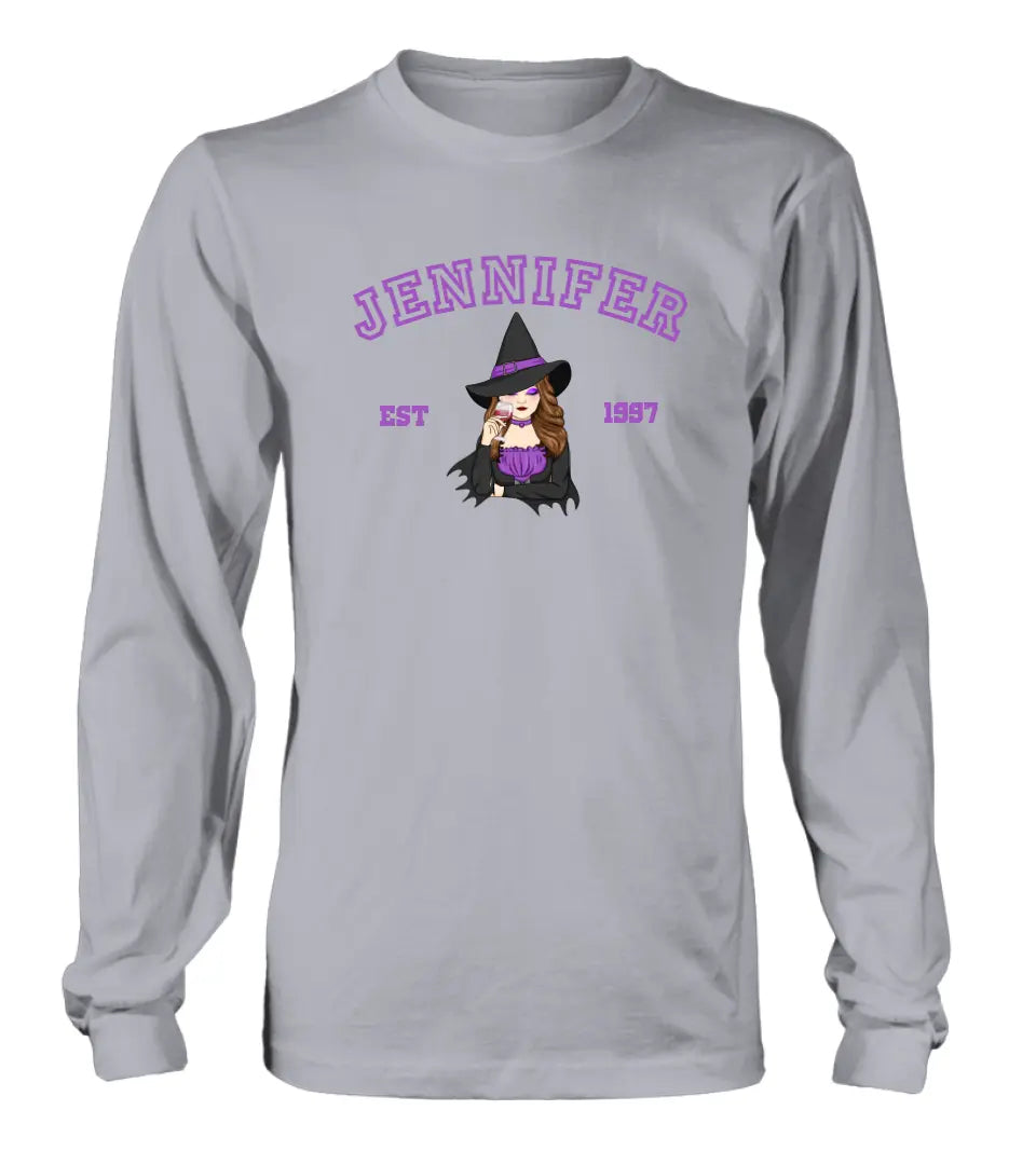 Personalized Witch T-shirt/Long Sleeve/Sweatshirt/Hoodie - Custom Name - Halloween Gift Idea For Witch/Bestie