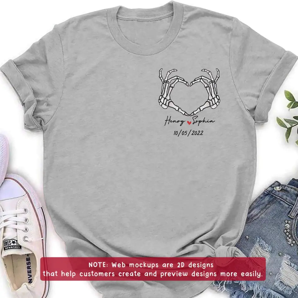 Personalized Skeleton Embroidered T-shirt/Sweater/Hoodie - Gift Idea For Couple