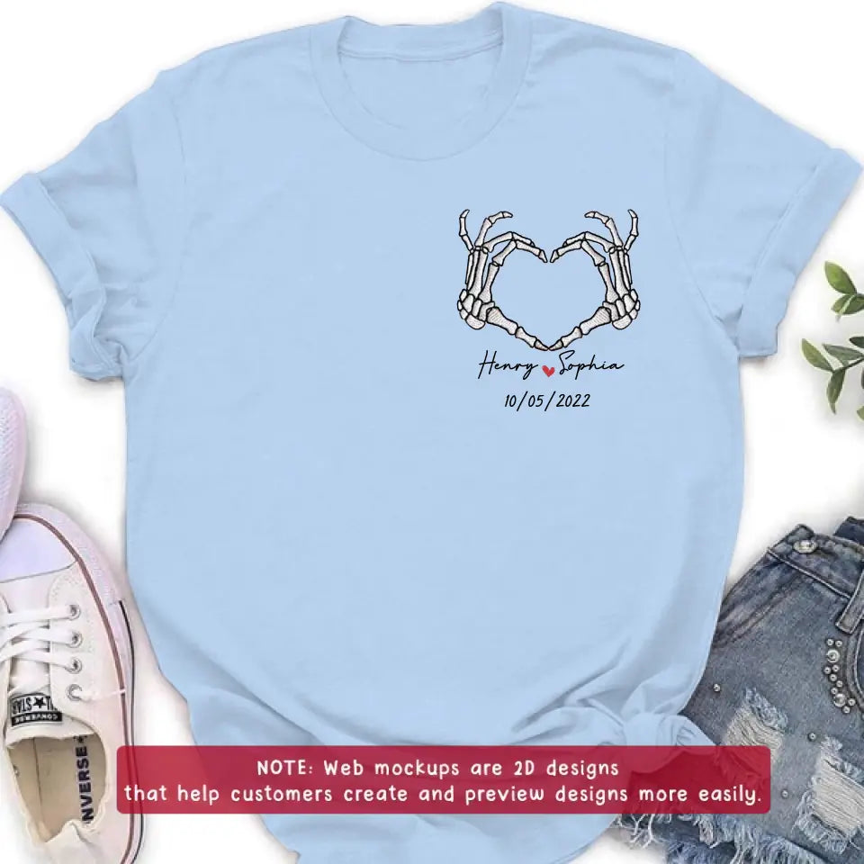 Personalized Skeleton Embroidered T-shirt/Sweater/Hoodie - Gift Idea For Couple