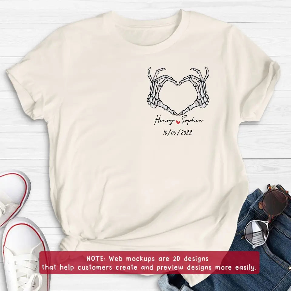 Personalized Skeleton Embroidered T-shirt/Sweater/Hoodie - Gift Idea For Couple