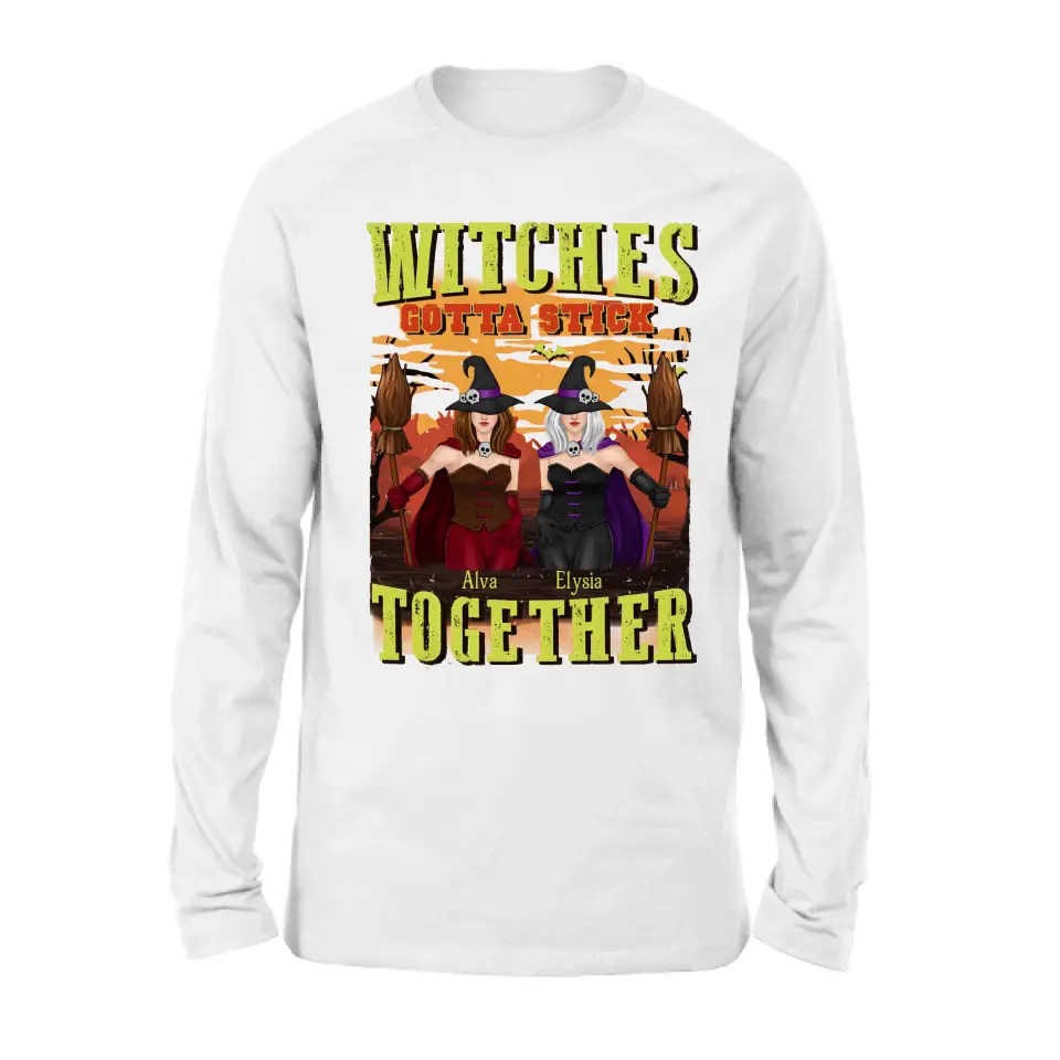 Personalized Witch Besties T-shirt/Long Sleeve/Sweatshirt/Hoodie - Halloween Gift Idea For Friends/Besties/Sisters - Witches Gotta Stick Together