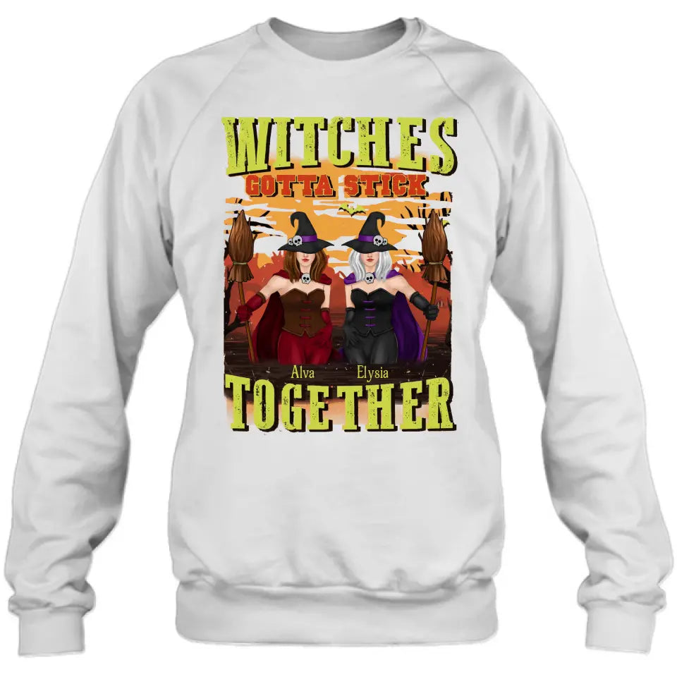 Personalized Witch Besties T-shirt/Long Sleeve/Sweatshirt/Hoodie - Halloween Gift Idea For Friends/Besties/Sisters - Witches Gotta Stick Together