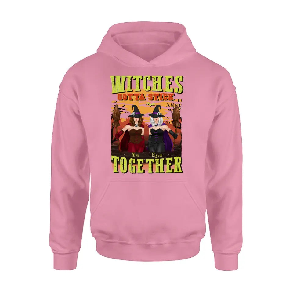 Personalized Witch Besties T-shirt/Long Sleeve/Sweatshirt/Hoodie - Halloween Gift Idea For Friends/Besties/Sisters - Witches Gotta Stick Together