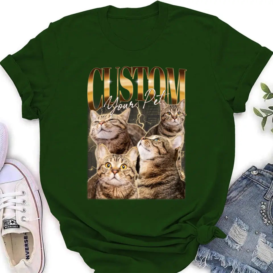 Personalized Retro Vintage Hiphop Wear Custom Pet Photo T-shirt - Gift Idea For Pet Lover