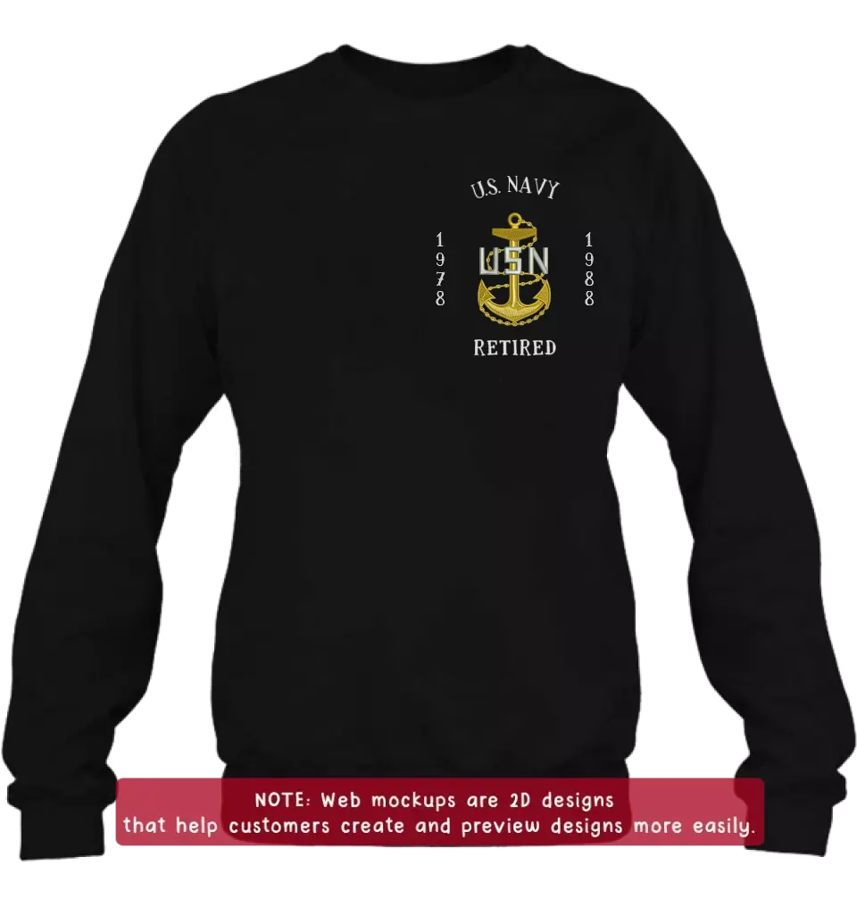 Personalized Veteran Retired Embroidered T-Shirt/Sweater/Hoodie - Father's Day Gift Idea for Veteran