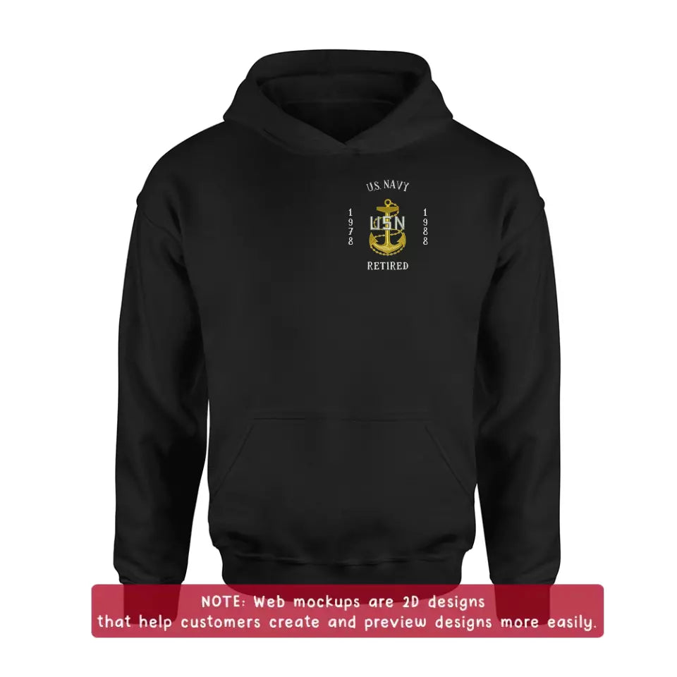 Personalized Veteran Retired Embroidered T-Shirt/Sweater/Hoodie - Father's Day Gift Idea for Veteran