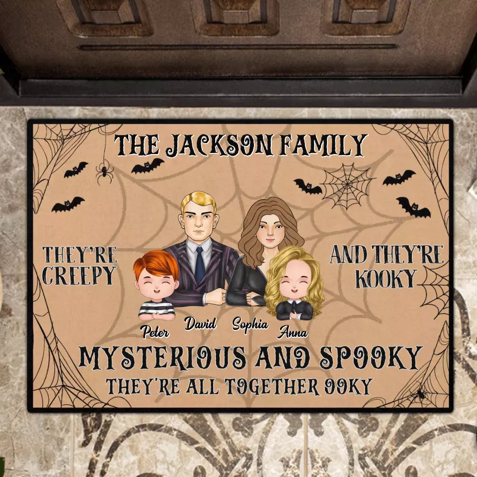 Personalized Family Doormat - Halloween Gift Idea For Couple/Family - Couple/Parents With Kids - They're All Together Ooky