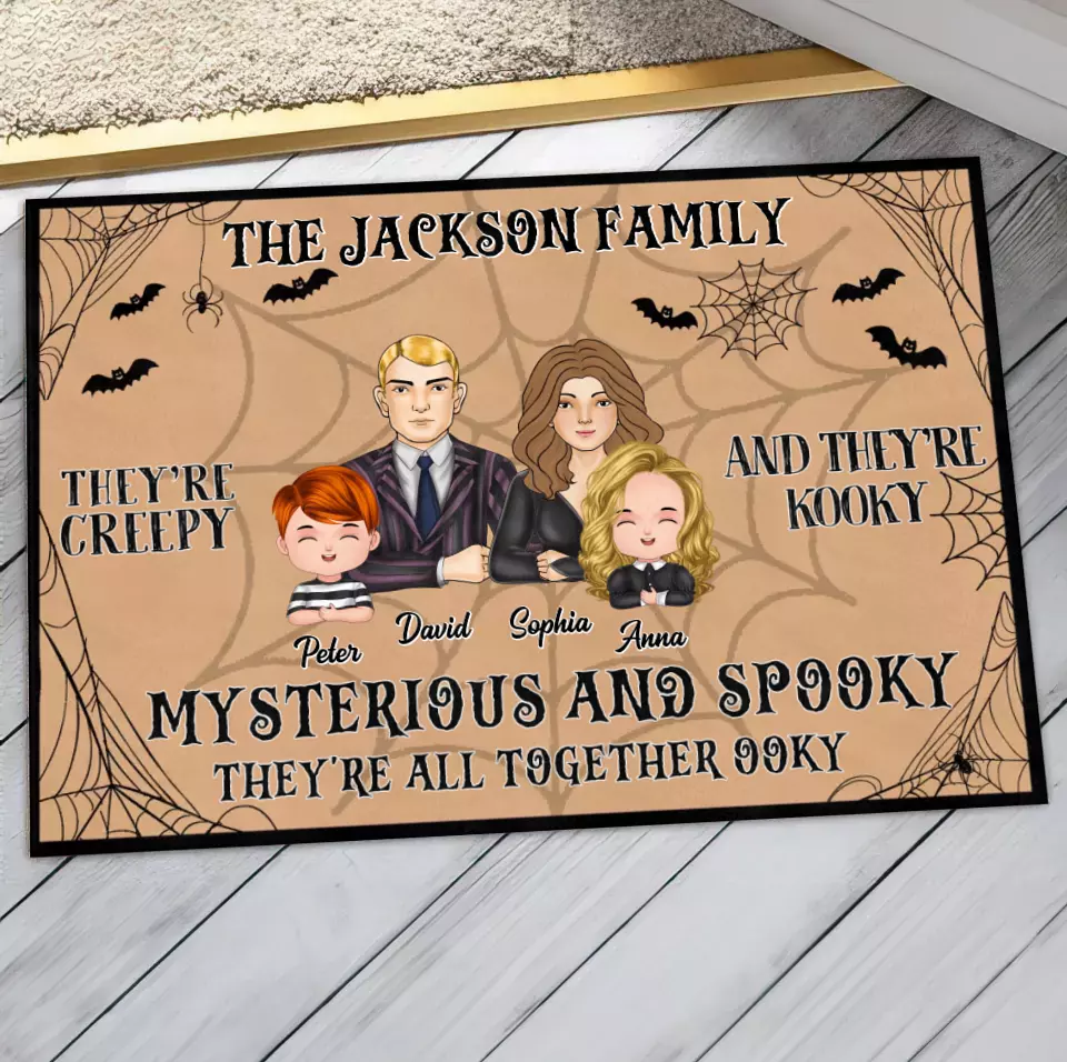Personalized Family Doormat - Halloween Gift Idea For Couple/Family - Couple/Parents With Kids - They're All Together Ooky