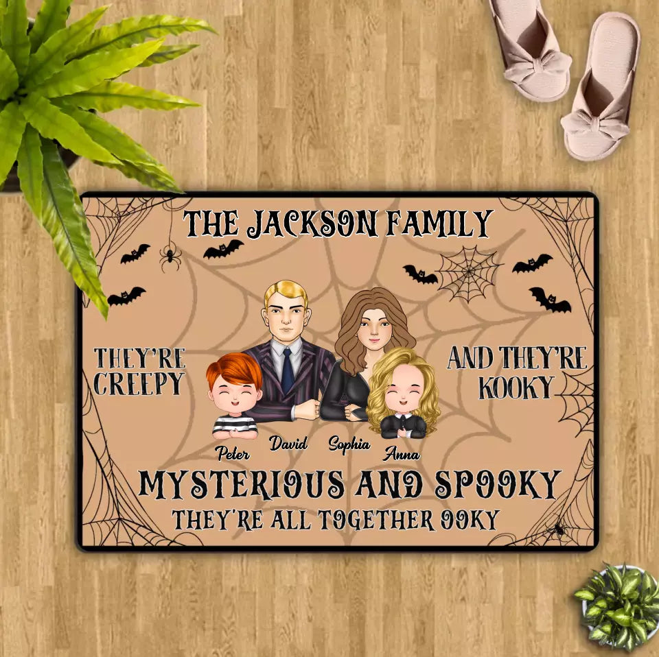 Personalized Family Doormat - Halloween Gift Idea For Couple/Family - Couple/Parents With Kids - They're All Together Ooky