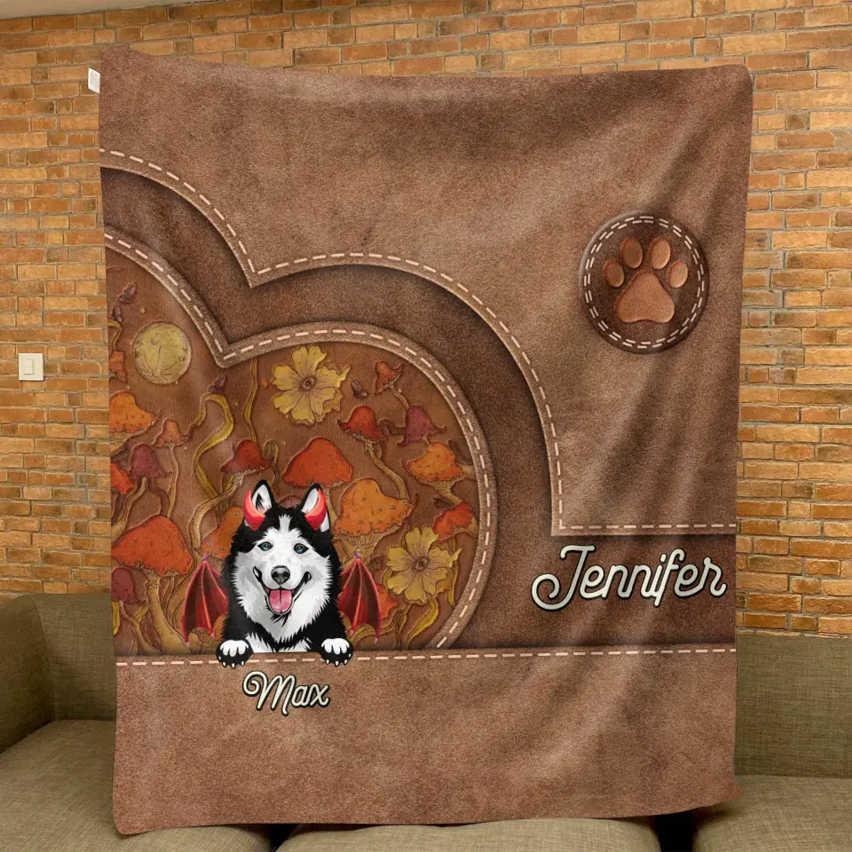 Personalized Dog Halloween Fleece Throw Blanket/Quilt - Gift Idea For Dog Lover - Up to 6 Dogs
