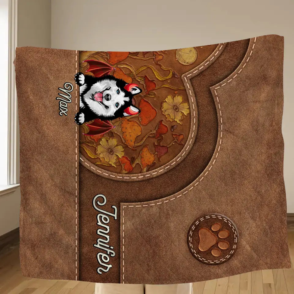 Personalized Dog Halloween Fleece Throw Blanket/Quilt - Gift Idea For Dog Lover - Up to 6 Dogs