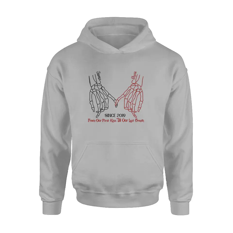 Personalized Couple Halloween T-shirt/Long Sleeve/Sweatshirt/Hoodie - Gift Idea For Couple - From Our First Kiss Till Our Last Breath