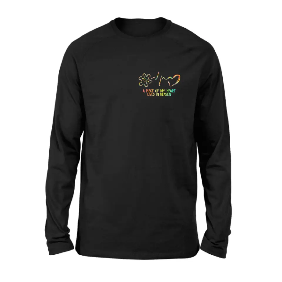 Personalized Memorial T-Shirt/Hoodie - Memorial Gift For Family Member - A Piece Of My Heart Lives In Heaven