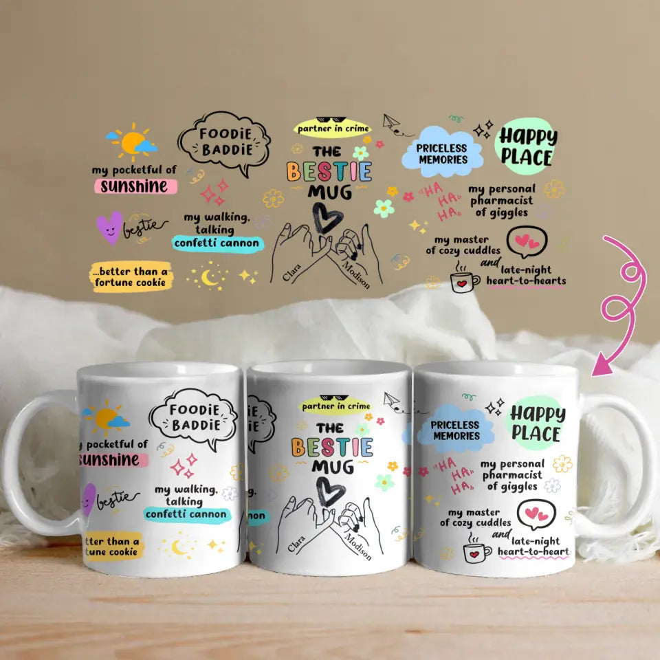 Custom Personalized Besties Coffee Mug - Gift Idea For Friends - The Bestie Mug